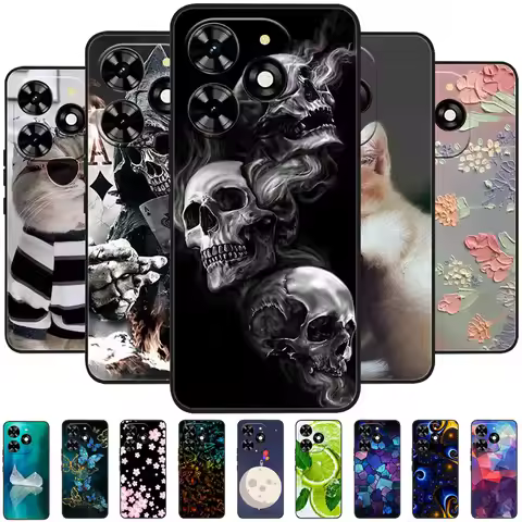 For Tecno Spark 20 Pro Case Black Soft Silicone TPU Protective Phone Cover For Tecno Spark 20C 20 Fu