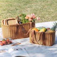 1pc Plastic Woven Basket Market Baskets With Handles ,Outdoor Decor,Trug Utility Straw Market Bag ,V