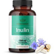 HERBAMAMA Inulin Powder Capsules 1200mg - Digestive Support & Gut Cleanse with Inulin Prebiotic Fibe