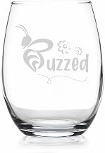 HTDesigns Bumble Bee Buzzed Stemless Wine Glass - Wine Glass - Gift - Funny - Cute - Buzzed - Bumble