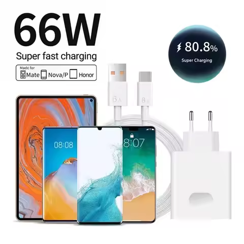 66W 6AFast Charger EU/US Plug for Huawei Mate 40 50 60 P50 P60 Nova 8 9 10 Honor 50 70 90 100 200 Li