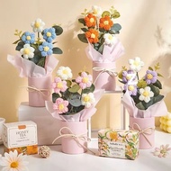 Hand-woven Flowers Bouquet Artificial Flower Hand Knitted Women's Day Gift Birthday Gift Raya Decor