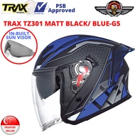 TRAX Helmet TZ301 MATT BLACK RED-G3/ BLACK/ BLUE-G5(PSB APPROVED) Free Helmet Bag