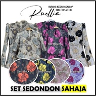 *SEDONDON sahaja* Exclusive Ruellia Brocade Kurung. Baju Kurung Kedah Scallop. Ruellia creamy black