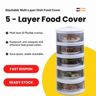 Transparent Stackable Food Cover Bekas Makanan Bertutup Tudung Saji Moden Bertingkat Besar Viral