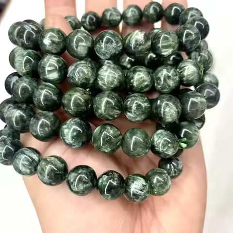 Green Seraphinite (Clinochlore) Beads Bracelet Natural Gemstone Jewelry For Women Wholesale !