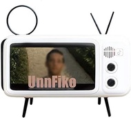 UnnFiko Wireless Bluetooth Speakers Retro TV Style Stand Holder, Cartoon Desktop Bracket Desk Mount, Universal for Samsung iPhone 14 13 12 Pro Max (TV White Bluetooth)
