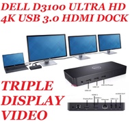 DELL D3100 4K DOCKING STATION ,TRIPLE VIDEO SUPPORTED/USB 3.0 CABLE/POWER ADAPTER(REFURBISHED)
