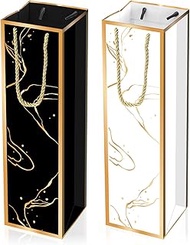 3.5"X3.7"X13.8" Wine Gift Bags 2 PCS Luxury Wine Bottle Gift Bags, Reusable Liquor Bag with Gold Foi