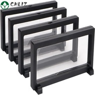 CHLIZ 4 pcs Transparent Film Display Box, Square with Base Storage Display Box, Beautiful Black Black Square Display Box Home