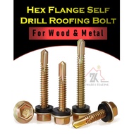 Hex Head Awning Roofing Self Drilling Screw With Rubber Washer  Skru Bumbung Awning Atap Skru Besi S