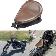 Motorcycle Brown PU Leather Driver Solo Seat 3"; Spring Bracket For Harley Sportster Bobber Chopper 