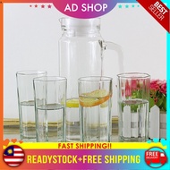 [AD SHOP] 7pcs Water Set Glass Octime Hexagon Bottle Set Minuman Pitcher Jug Gelas Kaca Set Murah Ik
