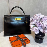 Hermès Kelly 32 黑金box皮手袋