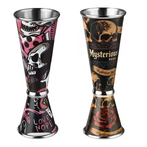 30/60ml Retro Skull Cocktail Wine Measure Cup Stainless Steel Double Shot Drink Spirit Measure Jigge