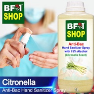 Anti Bacterial Hand Sanitizer Spray with 75% Alcohol - Citronella Anti Bacterial Hand Sanitizer Spray - 1L