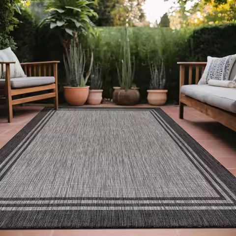 Outdoor Rug 9x12 Washable Outside Carpet for Indoor Patio Porch Waterproof Easy Cleaning Non Sheddin