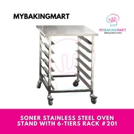 Mybakingmart | Soner Stainless Steel Oven Stand /Oven Rack #201 with 6-Tiers Rack /Rak Oven Industri