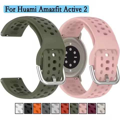 For Amazfit Active 2 Square Silicone Strap Same Silver Breathable Watchbands For Amazfit Active 2 Sq