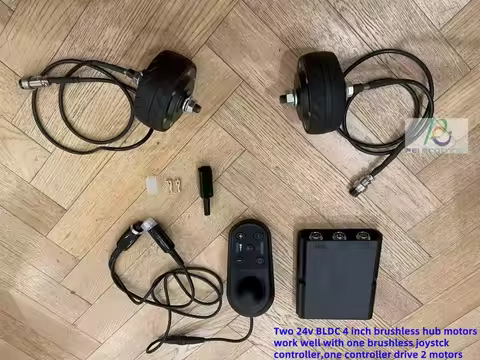 Two 24v BLDC 4 inch brushless hub motors work well with one brushless joystck controller,one control