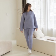 MIT有機棉鋪棉格紋運動風套裝-共2色