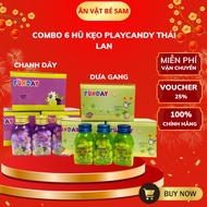 DATE April 26 COMBO 6 JARS OF THAILAND PLAYCANDY CANDY LEMON/GANG SUGAR FLAVOR 22G/JAR, cool mint ca