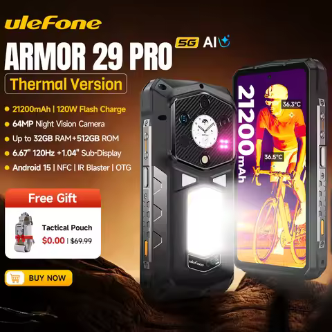 Ulefone Armor 29 Pro T 5G Rugged Smartphone Android 15 MTK Dimensity 7400 21200mAh 120W Flash Chargi