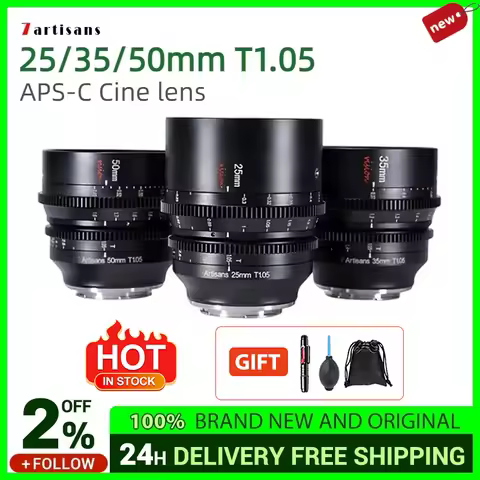 7artisans 25mm 35mm 50mm T1.05 APS-C Manual Focus Large Aperture Cine Vision Lens for Sony E Micro 4