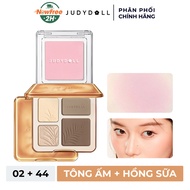 Combo Judydoll Bảng Highlight Và Tạo Khối 4 Màu - 02 Tông Ấm 9g (Mới) + Phấn Má Hồng - 44 Hồng Sữa 2