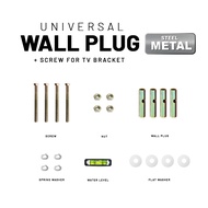 Steel Wall Screw for TV Mount Bracket Wall Plug + Washer + Water Level Strong Metal Edition Complete SET