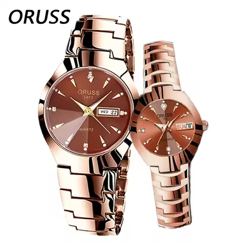 ORUSS Relogio Feminino Couple Watch Men Quartz watch for Lovers Luxury Womens wristwatch Week Displa