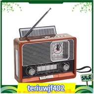 【●TI●】Vintage Radio Solar Retro Radio USB Rechargeable, MP3 Player, Flashlight Speaker, Support Cloc