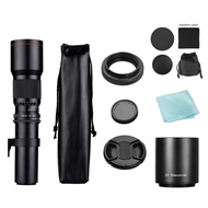 Sprcsg Camera Super Telephoto Lens 500mm F/8.0-32 Manual Zoom T-Mount + 2X Teleconverter T2 Adapter 