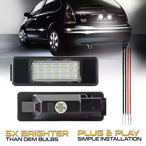 2Pc Car LED License Number Plate Light Lamps For Citroen DS5 DS3 C-Elysee C4 C4Picasso C3 C5 Berling