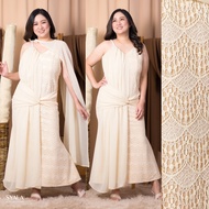 One-Sided Cape Laced Maxi Party Plus Ninang Ceremony Event Cream Beige Gown Syala Collections