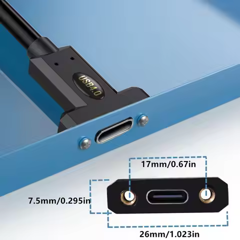 30cm 60cm 1m 2m USB4 Type-C Male to Female with Ear Screw Fixed Panel Extension Cable 8K 60HZ Thunde