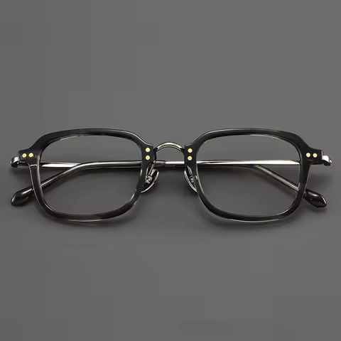 Japanese Design Replica Ultra-light Retro Acetate Frame + Pure Titanium Nose Pad Temple Glasses Squa