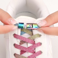 No Tie Shoelaces for Shoes Glitter Flat Elastic Laces Sneakers Colorful Press Lock Shoe Laces Withou