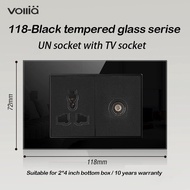 Vollia ปลั๊กไฟ 15amp สำหรับผนัง Black 1 2 3 4 Gang 1 2 Way Wall Switch for Light Universal Multiple 