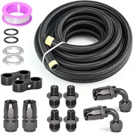 GASHER 15FT 8AN Automatic Transmission Cooler Lines Kit For 4L60E 4L65E, Black Nylon Braided Fuel Ho