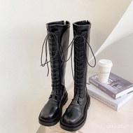 MHInternet Celebrity Boots Women2023New below the Knee Dr. Martens Boots Slimming High Leg Boot Popular British Style