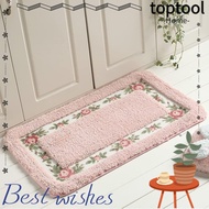 TOPTOOL 1 Pcs Pink Rug, Non-Skid Pink Flower Rug,  Absorbent 16*24Inch Microfiber Floral Bathroom Ru