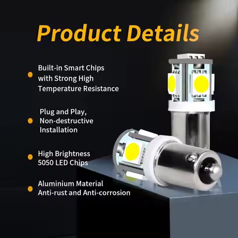 2/10 Pieces BA9S 180 Degree T4W H5W 5050 Grade A LED Chips 5SMD Bulbs for Car Backup Reverse Door Do