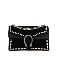 Gucci Black Suede and Strass Medium Dionysus Bag Silver Hardware
