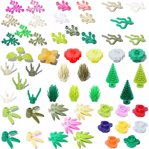MOC Plants Accessories Bricks City Big Pine Tree Branch Bush Green Grass Flower Building Bricks 2417