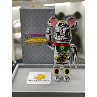 [In Stock] BE@RBRICK x Maneki Neko 400% Silver bearbrick lucky cat fortune cat