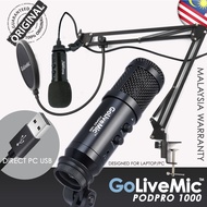 GoLiveMic PodPro 1000 Laptop PC USB Condenser Microphone for Podcast, Facebook Live Streaming, and Z