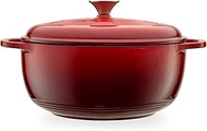 Mercer Culinary Enameled Cast Iron Round Dutch Oven, 6 qt., Red