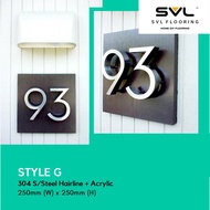 SVL - Customised Modern House Number Plate Stainless Steel 304 / Acrylic