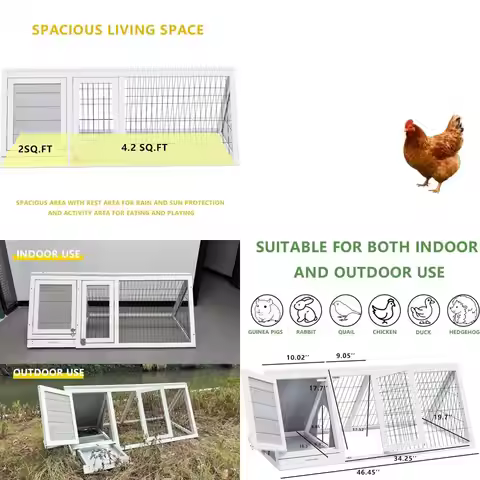 Portable Wooden Quail Cages with Ventilated Wire for Rabbit Hutch, Outdoor Playpen, and Small Animal